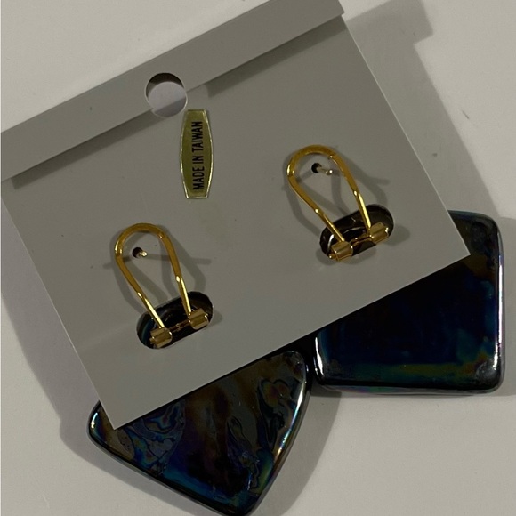 NWT ODEAR Gold and Iridescent Earrings - Picture 3 of 3